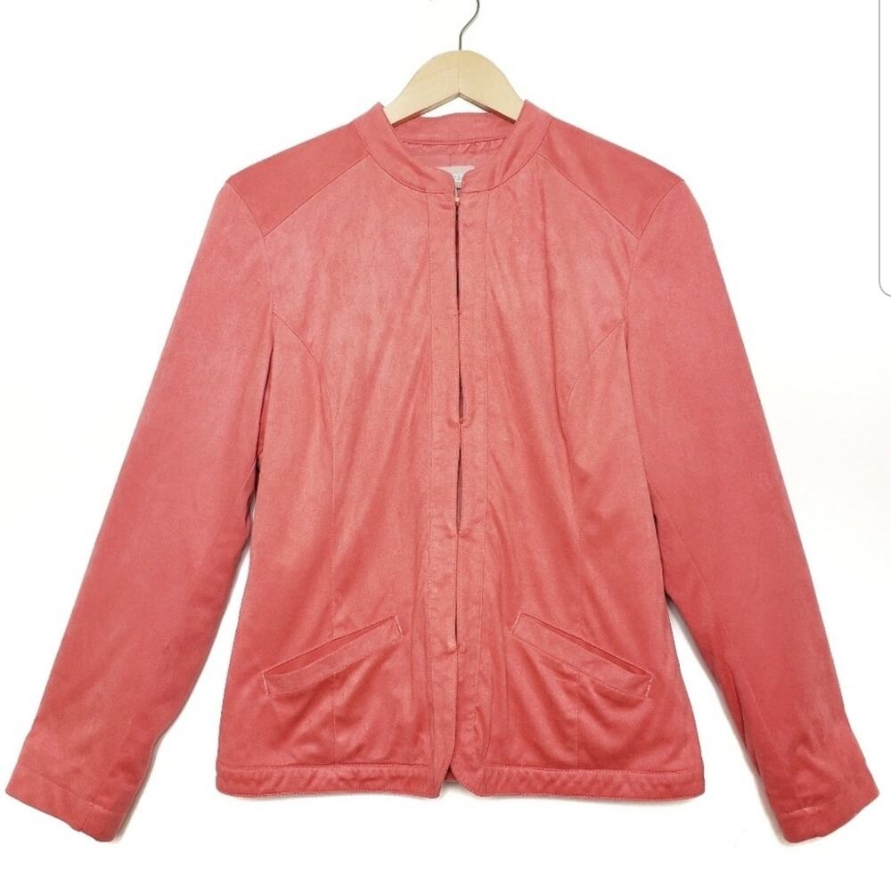 Chico's Coral Faux Suede Fabric Jacket Size M Medium